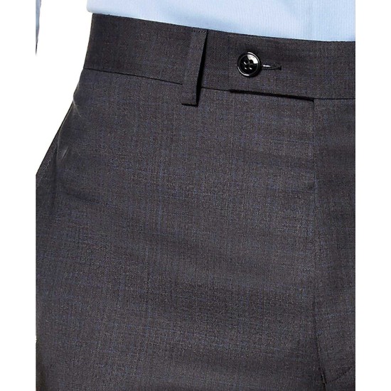  Men’s Slim-Fit Gray/Blue Plaid Suit Pants (30X32)