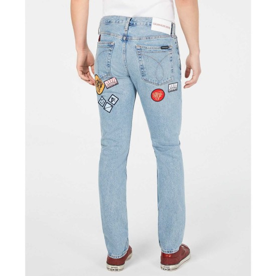  Men’s Slim-Fit Patch Destroyed Fashion Jeans