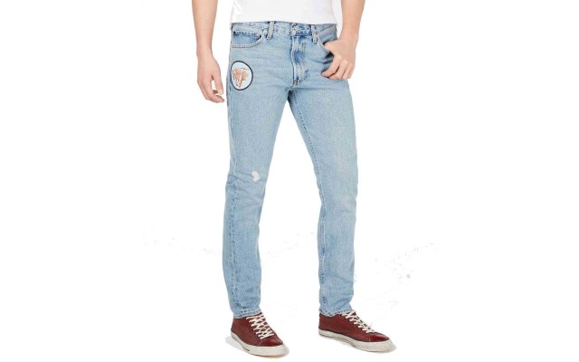  Men’s Slim-Fit Patch Destroyed Fashion Jeans