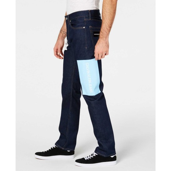 Men’s Straight-Fit Stretch Logo-Print Jeans