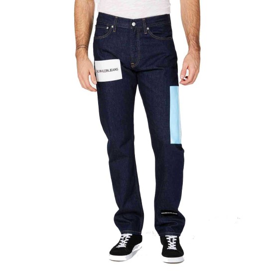 Men’s Straight-Fit Stretch Logo-Print Jeans