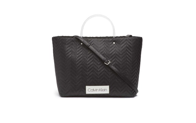  Morgan Woven Novelty Large Handbag Tote (Black, One Size)