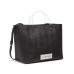 Morgan Woven Novelty Large Handbag Tote (Black, One Size)