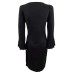  Petite Bell-Sleeve Sweater Dress (Black, Medium)