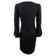  Petite Bell-Sleeve Sweater Dress (Black, Medium)