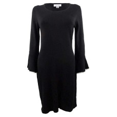 Calvin Klein Petite Bell-Sleeve Sweater Dress (Black, Medium)