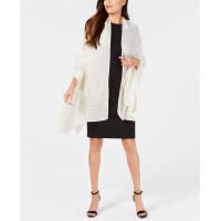 Calvin Klein Pleated Metallic Stripe Evening Wrap (Eggshell, One Size)