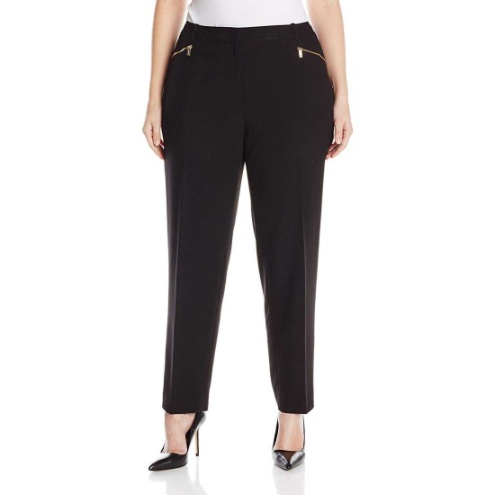  Plus Size Zip Detail Skinny Pants (Black, 24W)