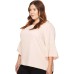  Plus Textured Bell-Sleeve Top (Blush, 0X)