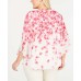  Printed Ruffle-Sleeve Blouse (Pastel Pink)