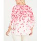  Printed Ruffle-Sleeve Blouse (Pastel Pink)