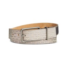 Calvin Klein Sliced Perforated Pant Belt (Gun Metal, Small)