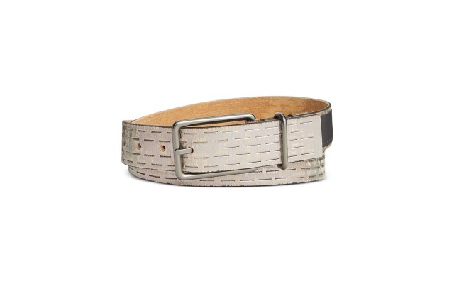  Sliced Perforated Pant Belt (Gun Metal, Small)