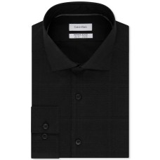 Calvin Klein Steel Slim-Fit Non-Iron Performance Dress Shirt (Black, 16X32-33)