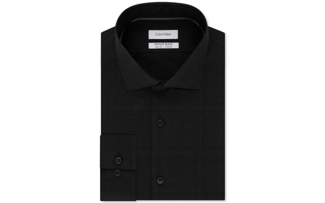  Steel Slim-Fit Non-Iron Performance Dress Shirt (Black, 16X32-33)
