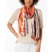  Striped Floral-Print Wrap (Cayenne, One Size)
