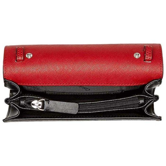  Susan Saffiano Leather Flap Crossbody (Red)
