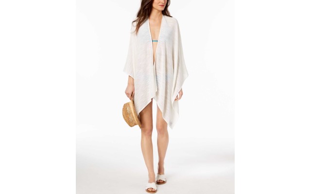  Textured-Weave Cover-Up & Shawl (White)