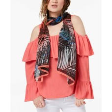 Calvin Klein Tropical Ferns Silk Chiffon Scarf (Dark Pink/Multi)