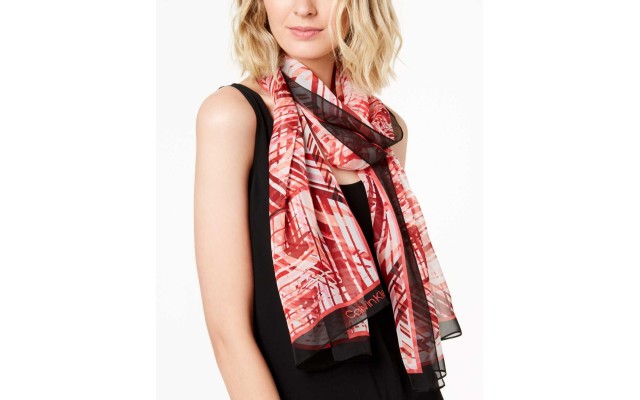  Women's Abstract Silk Chiffon Scarves, Rose Quartz