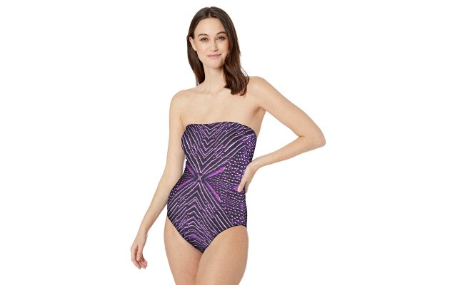  Women’s Classic Bandeau One Piece with Tummy Control (Dragon Fruit, 6)