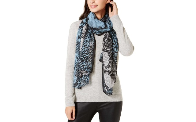 Women's Colorblocked Python-Print Scarves, Pastel Blue