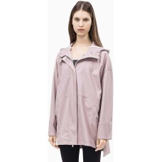 Calvin Klein Women’s Hi Lo Hooded Rain Slicker (Eveining Sand, M)