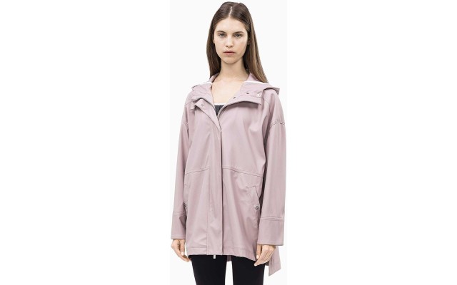  Women’s Hi Lo Hooded Rain Slicker (Eveining Sand, M)