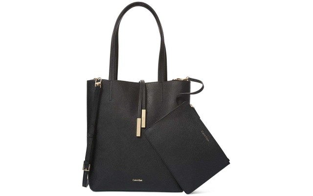  Women’s Kalina Handbag Tote with Pouch (Black/Gold)