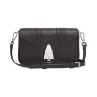 Calvin Klein Women’s Lock Leather Shoulder Lock Small Crossbody / Belt Bag, Black