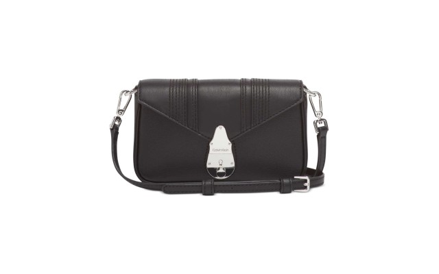  Women’s Lock Leather Shoulder Lock Small Crossbody / Belt Bag, Black