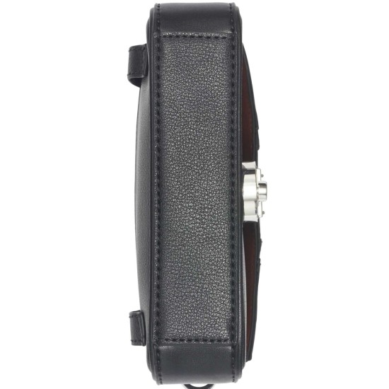  Women’s Lock Leather Shoulder Lock Small Crossbody / Belt Bag, Black