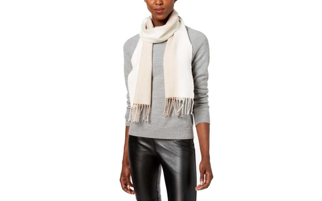  Women's Ombré Striped Woven Scarves, Brown/White