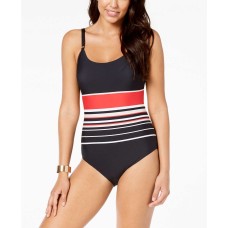 Calvin Klein Women’s Over The Shoulder One Piece with Removable Soft Cups (Charcoal, 14)