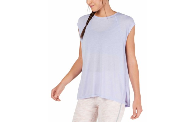  Women’s Performance Cap-Sleeve Crisscross Back T-Shirt Tops