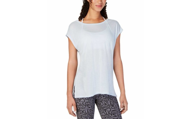  Women’s Performance Cap-Sleeve Crisscross Back T-Shirt Tops