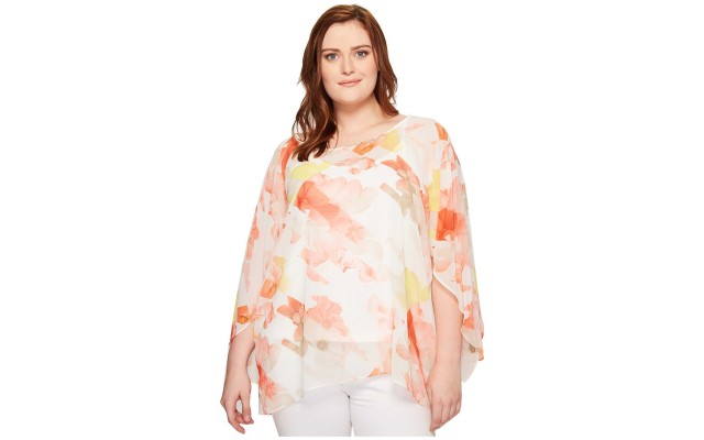  Women's Plus Floral-Print Angel-Sleeve Pullover Blouse Shirt Tops