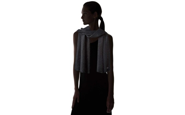 Women’s Twill Weave Lurex Scarf, Black