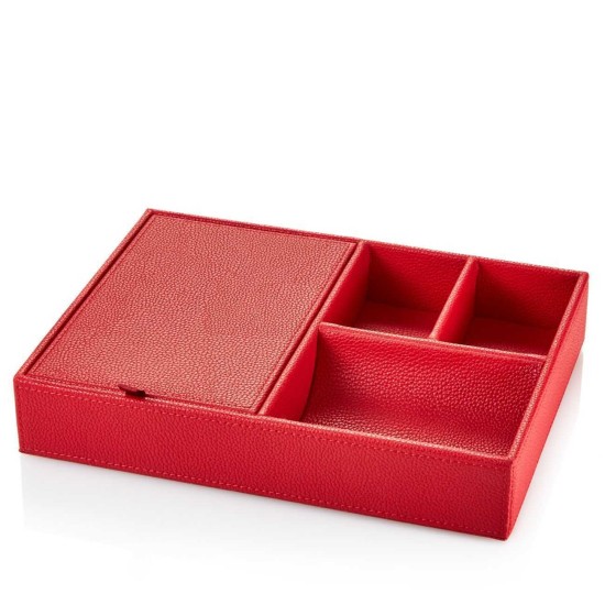  Pebbled Leather Desk Organizer (Red)