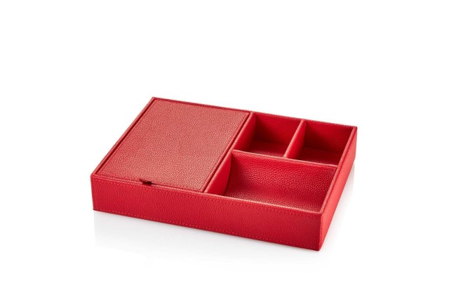  Pebbled Leather Desk Organizer (Red)