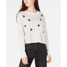Carbon Copy Juniors’ Grid Cherry-Graphic Top (White, M)