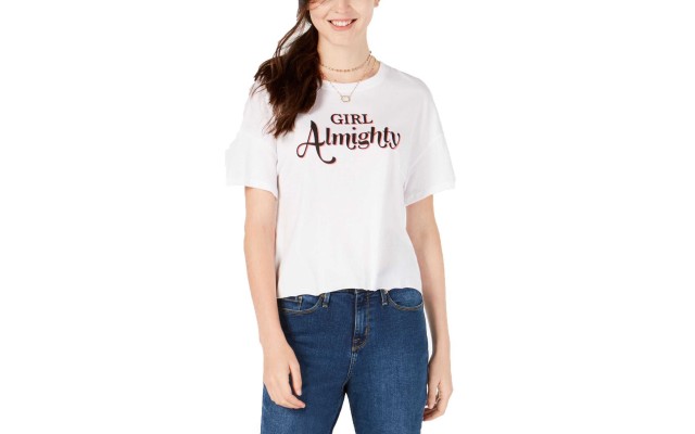  Women's Graphic-Print T-Shirt Tops