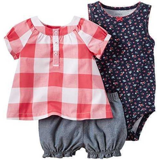 Carter’s 3 Piece Diaper Cover Set, Red Gingham, 6 Months