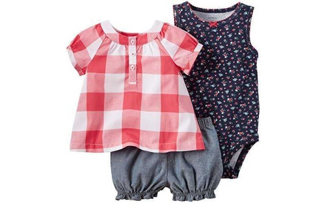 Carter’s 3 Piece Diaper Cover Set, Red Gingham, 6 Months