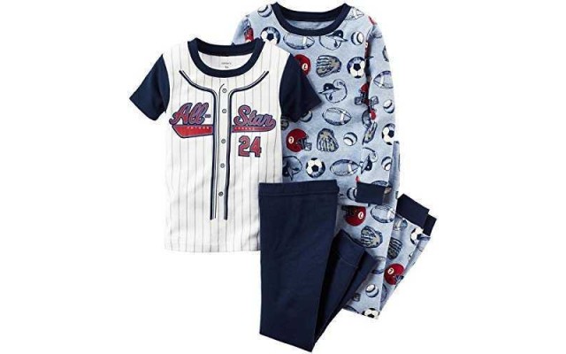  Baby Boys' 4-Pc. All-Star Sports Cotton 321g181 Pajamas Sets, Navy, 6 Months