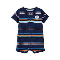 Carter’s Baby Boys’ Striped Snap Up Romper (Blue, Newborn)