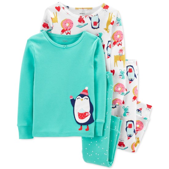 Carter’s Baby Girls 4-Pc.Cotton Pajamas Set