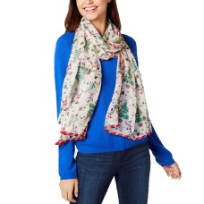 Cejon Holiday Printed Oversized Chiffon Scarf (Ivory)