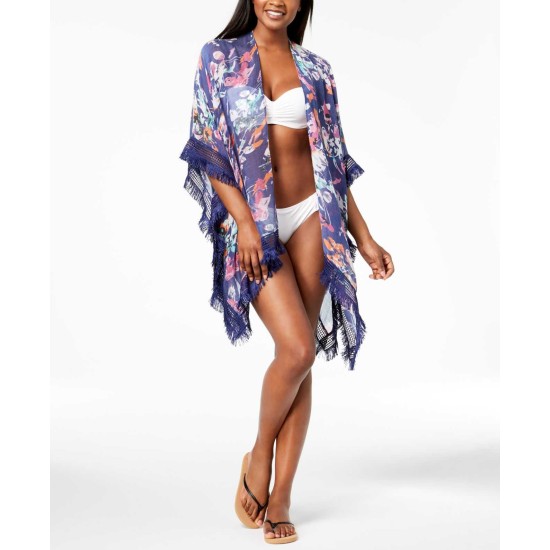  Island Feels Topper Cover Up & Cape (Navy, One Size)