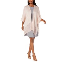 Cejon Metallic Pointelle-Border Evening Wrap (Ivory/Gold, One Size)